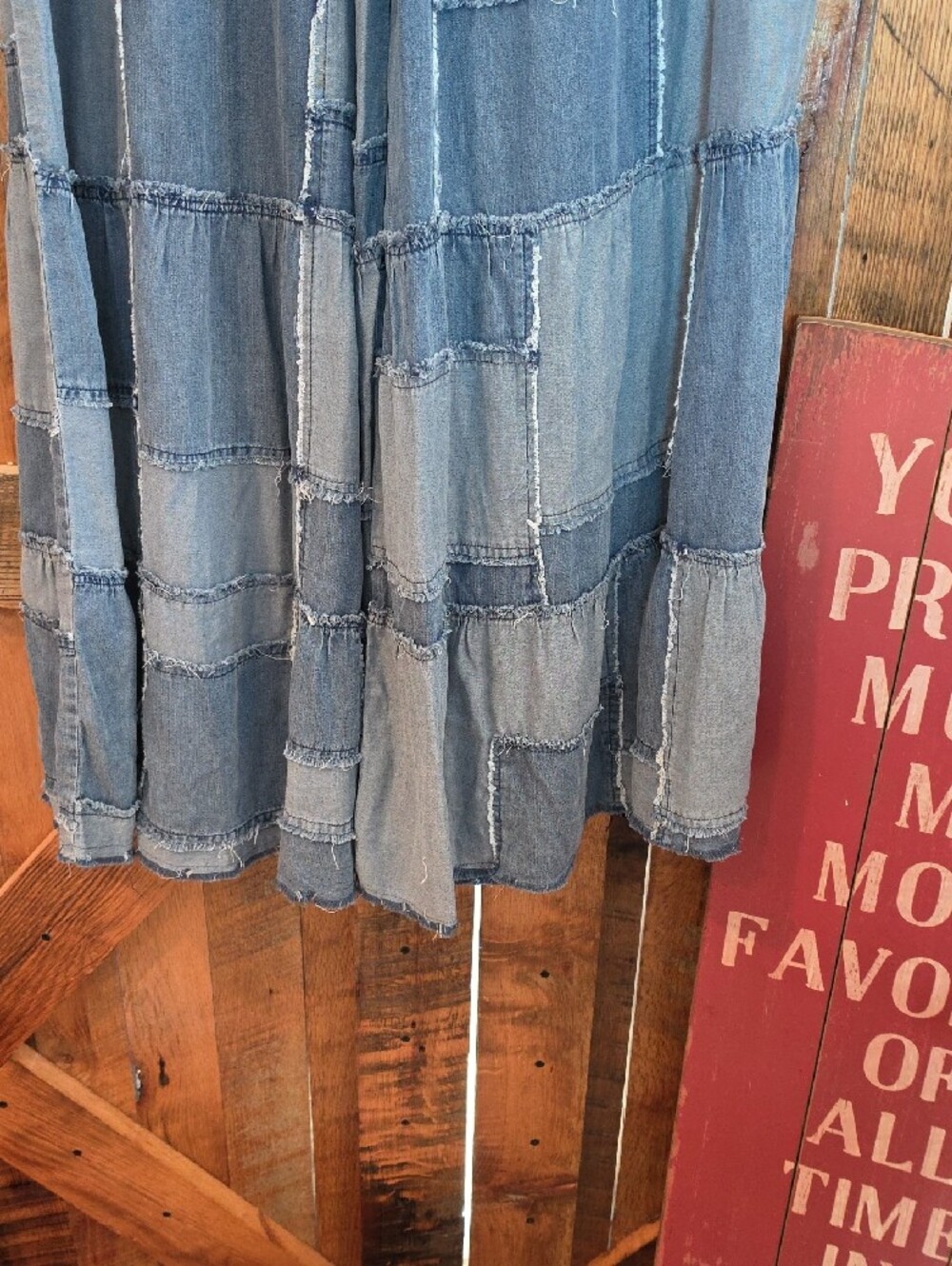 155p Blue Velvet Patchwork Wide-Leg Jeans - Washed Blue - Picture 13 of 15